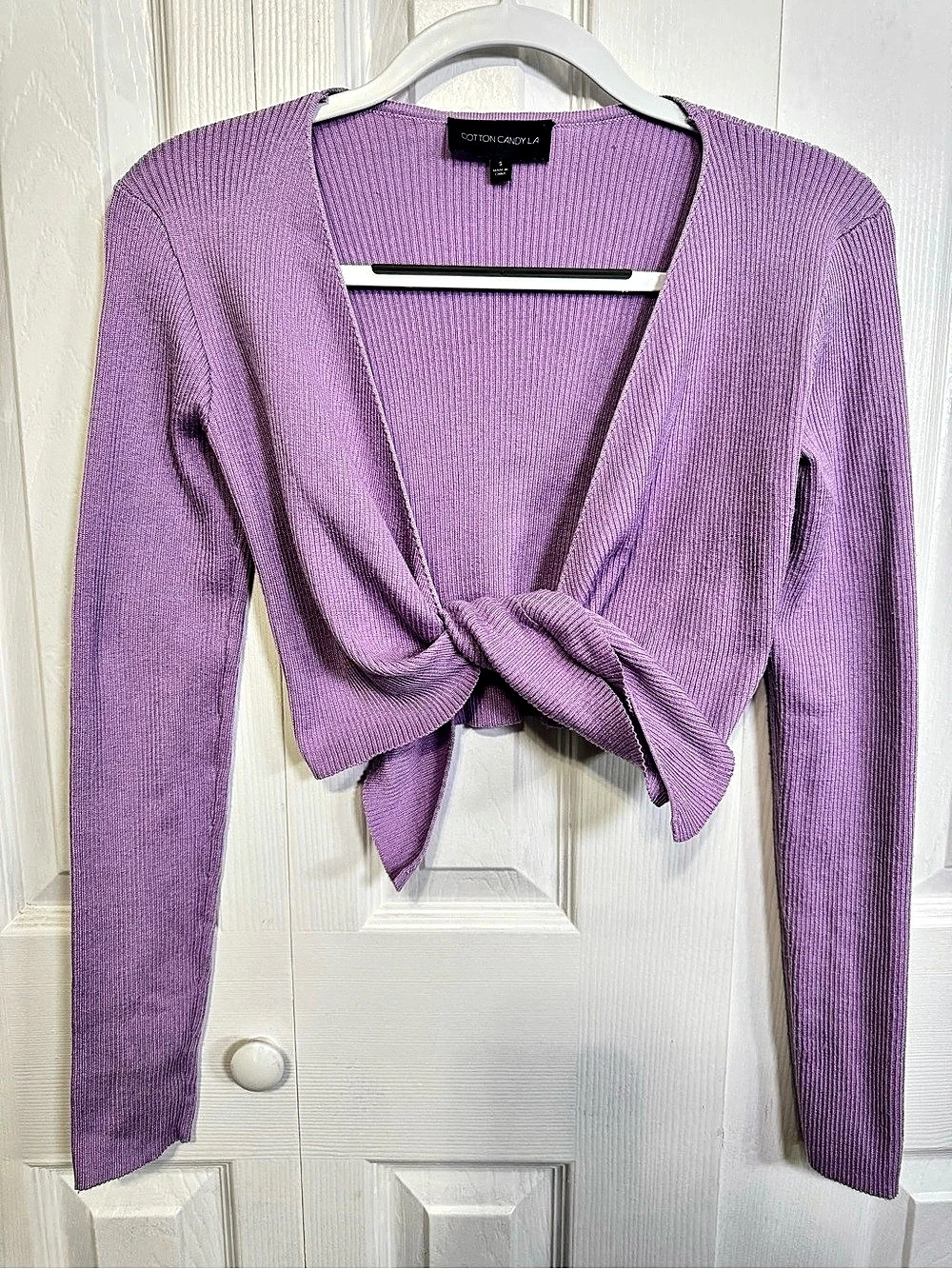 Cotton Candy LA Lavender Tie Front Crop Top Small